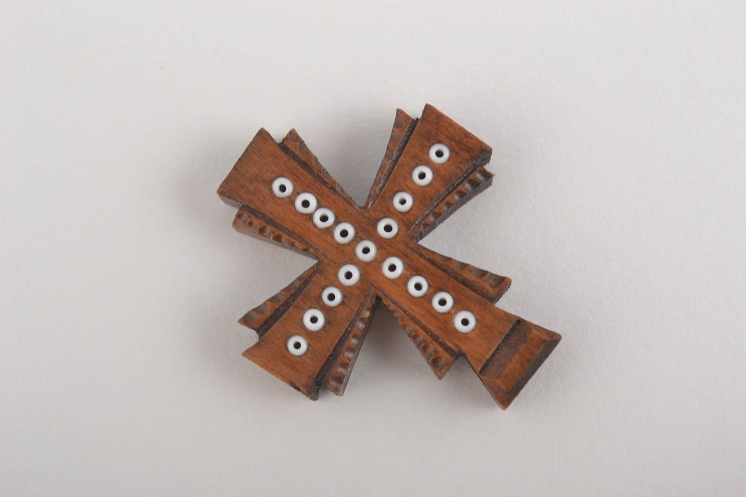 Croce di legno fatta a mano crocetta intagliata accessorio originale in legno  foto 5