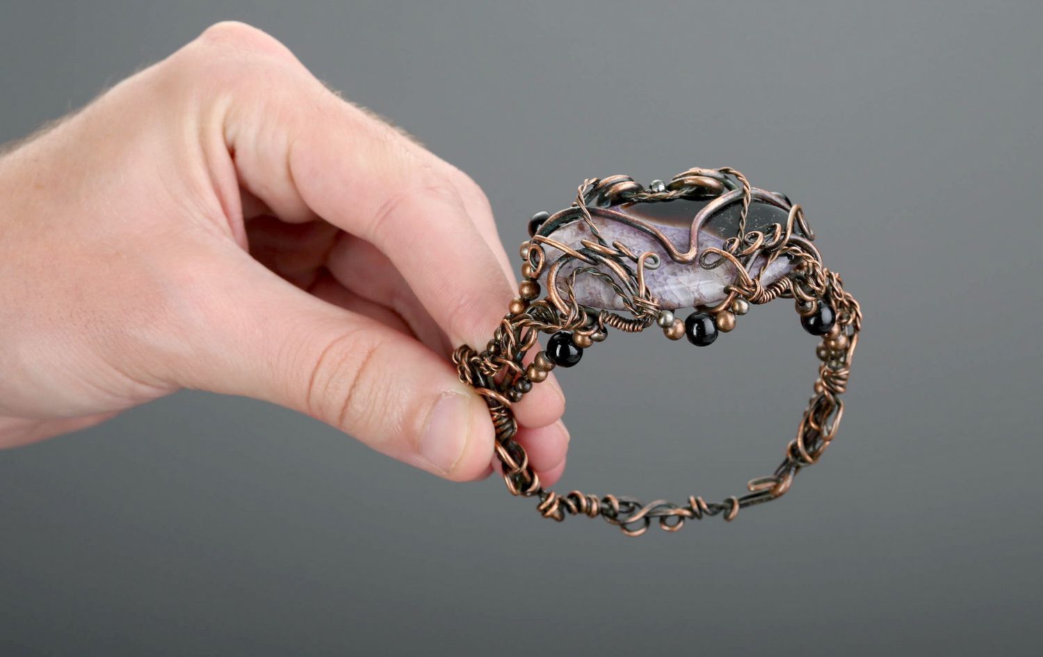 Copper bracelet with agate Diadem of Venus photo 5
