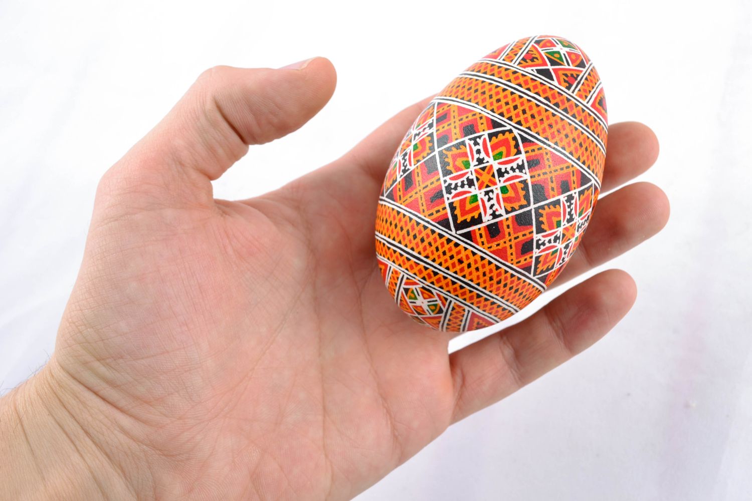 Painted Easter goose egg with rich pattern photo 2