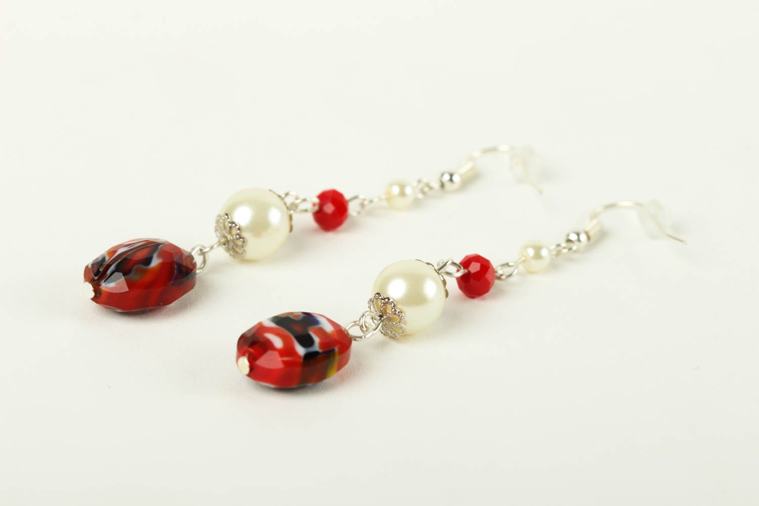 Handmade beaded earrings stylish accessories long earrings with charms photo 3