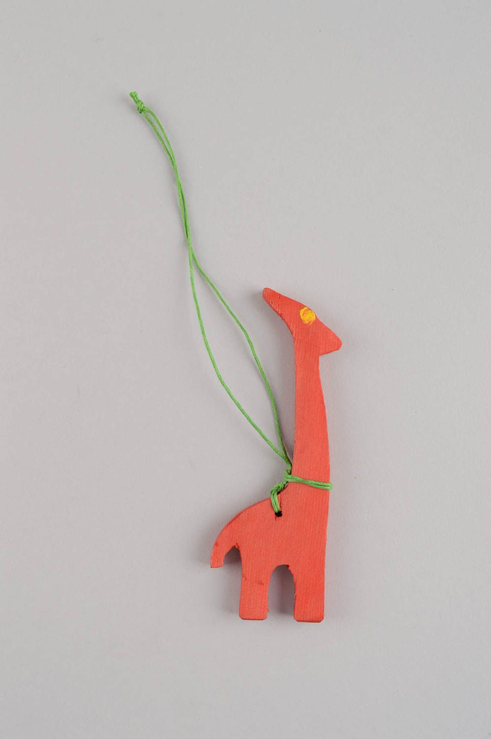 Handmade decorative wall hanging small wooden toy red giraffe for child's room photo 2