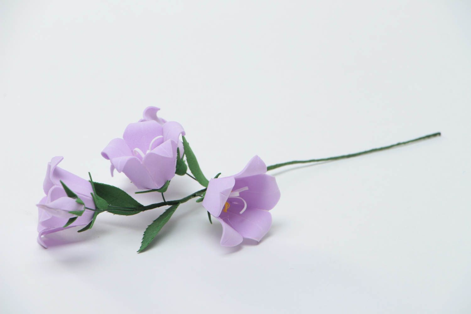 Искусственный цветок из пластичной замши ручной работы сиреневый красивый фото 2