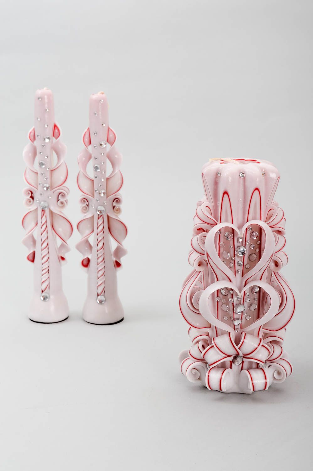 Velas de parafina hechas a mano rosadas elementos decorativos regalo original foto 2