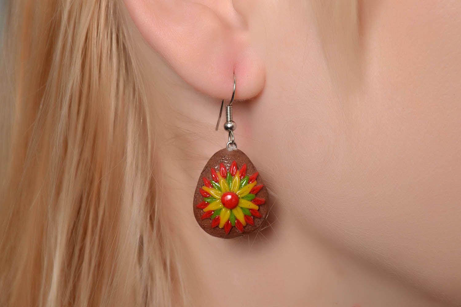 Pendant-earrings made of polymer clay Aster photo 4