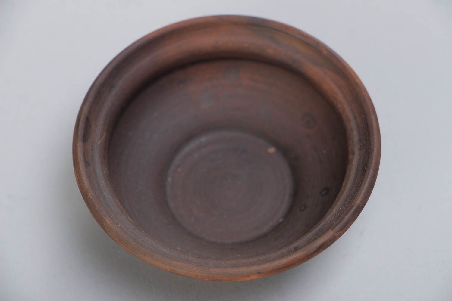 Handmade small dark brown ceramic salt cellar kilned with milk in ethnic style photo 3