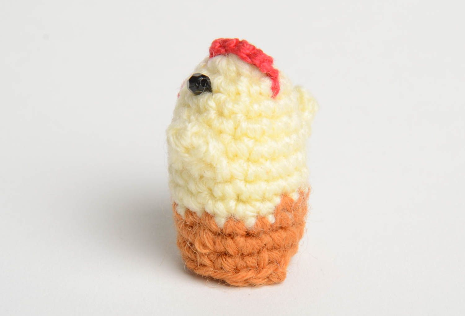 Handmade figurine of chick unique designer crocheted toy present for children photo 3