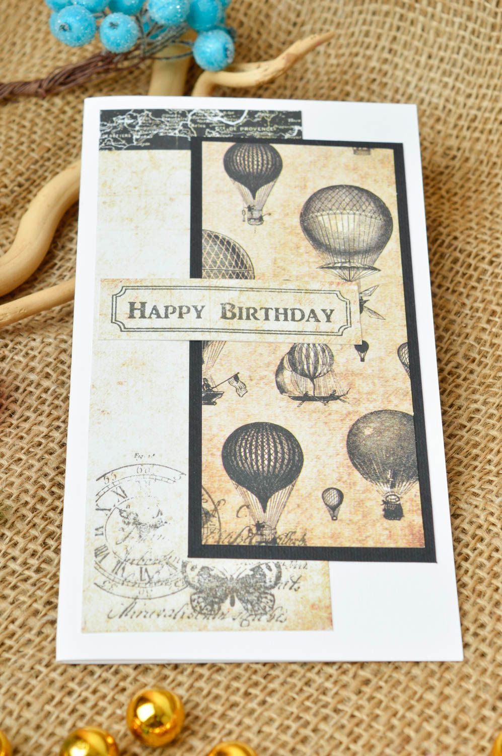 Tarjeta decorada a mano postal para enviar artesanal regalo original para amigo foto 1