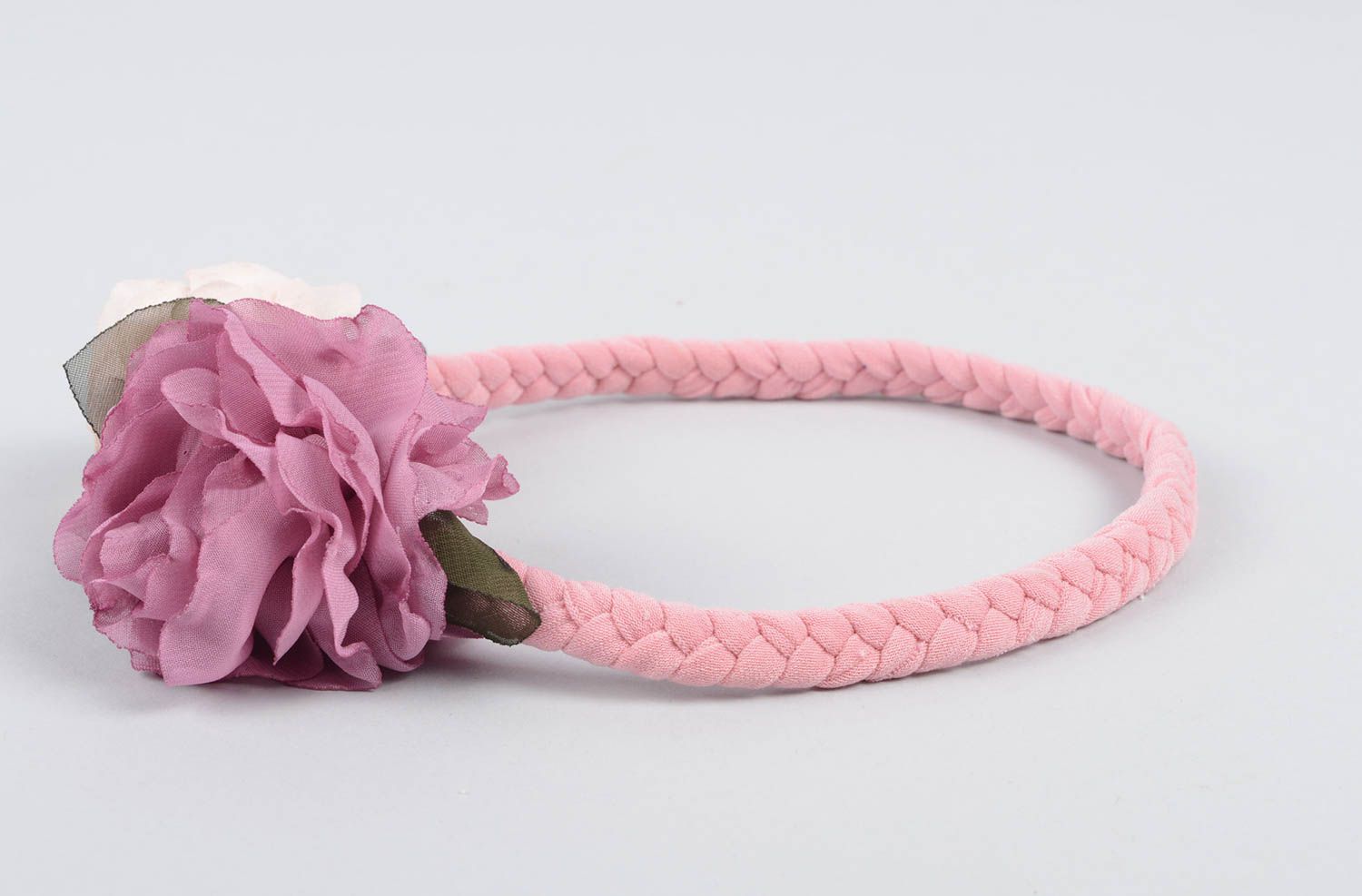 Handgefertigt Haarband mit Blume Designer Schmuck Haar Accessoire in Rosa foto 2