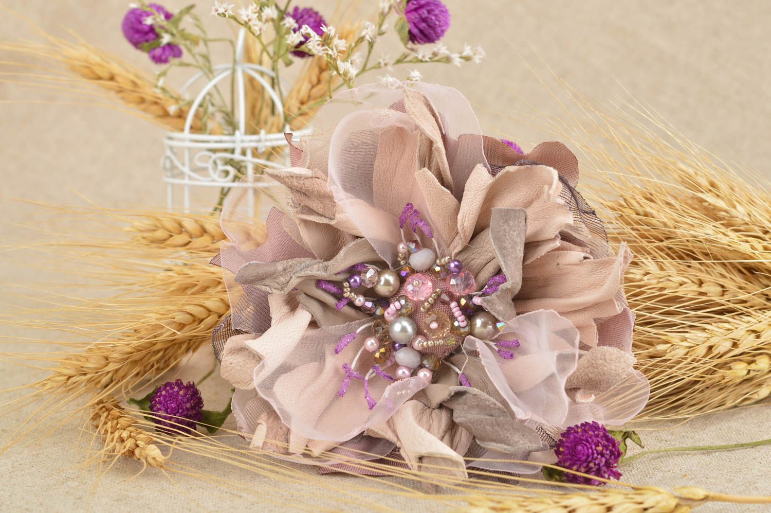 Handmade textile flower barrette flower hair clip hair accessories for girls photo 1