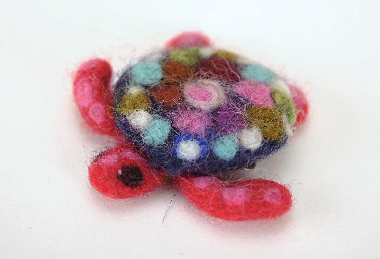 Brooch made using felting technique Little turtle photo 1