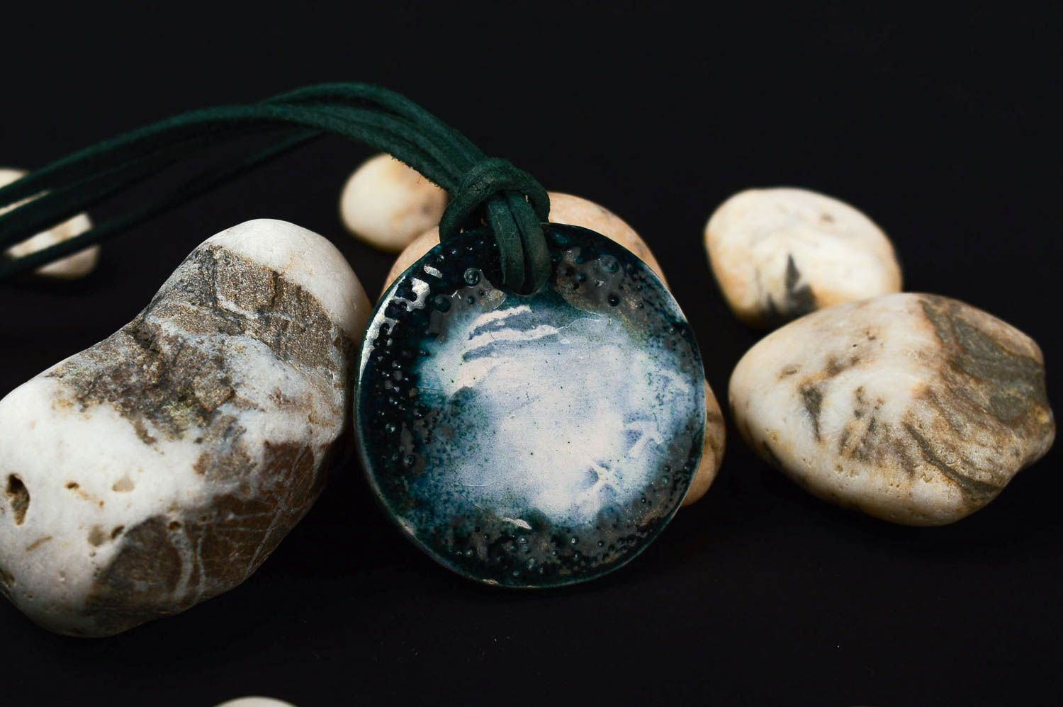 Handmade ceramic pendant painted pendant eco friendly jewelry ethnic accessories photo 1