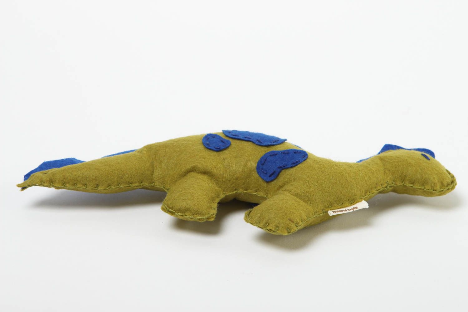 Peluche dinosaure faite main Jouet feutrine vert-bleu Cadeau pour enfant photo 3