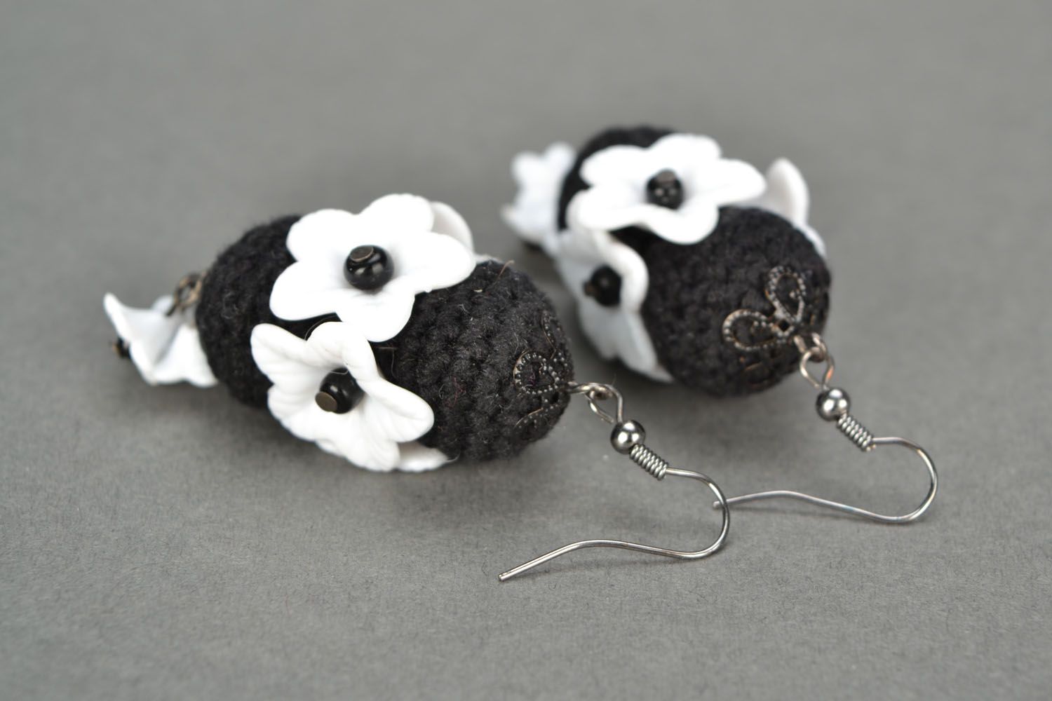 Handmade crocheted earrings photo 1