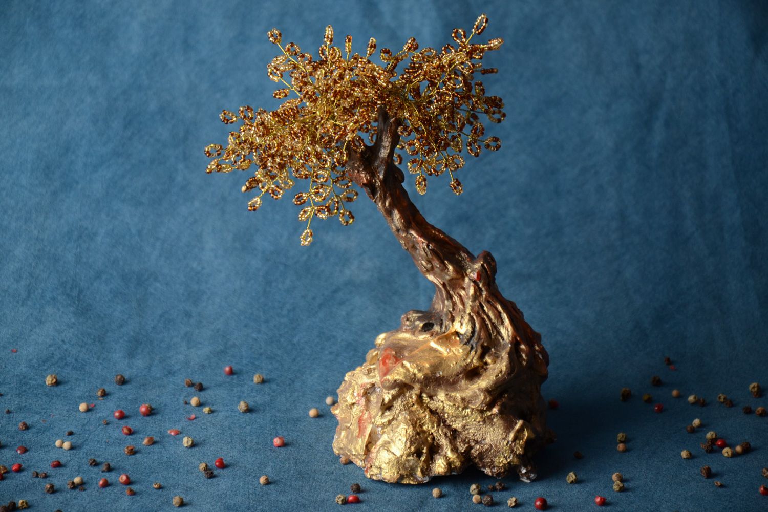 Handmade bemalter lackierter Glücksbaum aus Glasperlen Geschenk zur Einzugsfeier foto 1