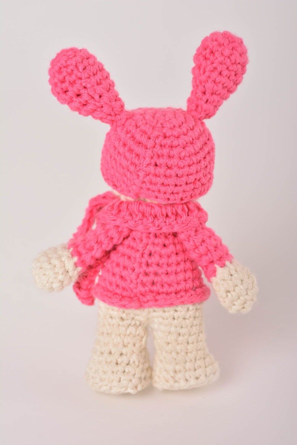 Jouet lapin tricoté au crochet Peluche faite main en fils de coton Cadeau enfant photo 5