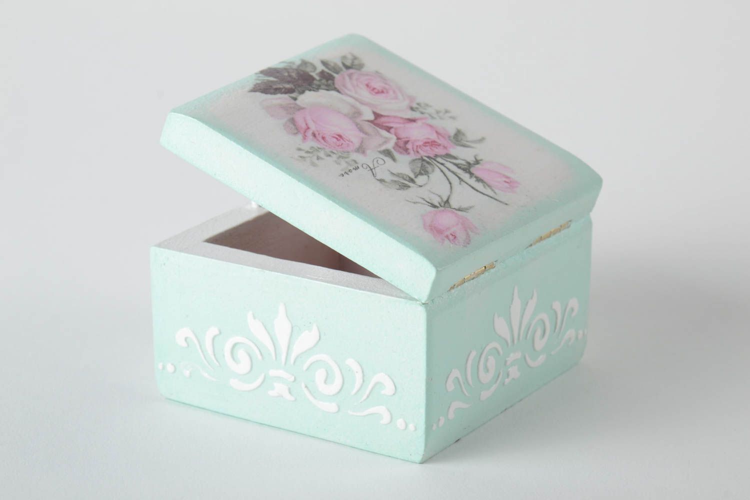 Small handmade wooden jewelry box square decoupage box designs home designs photo 3