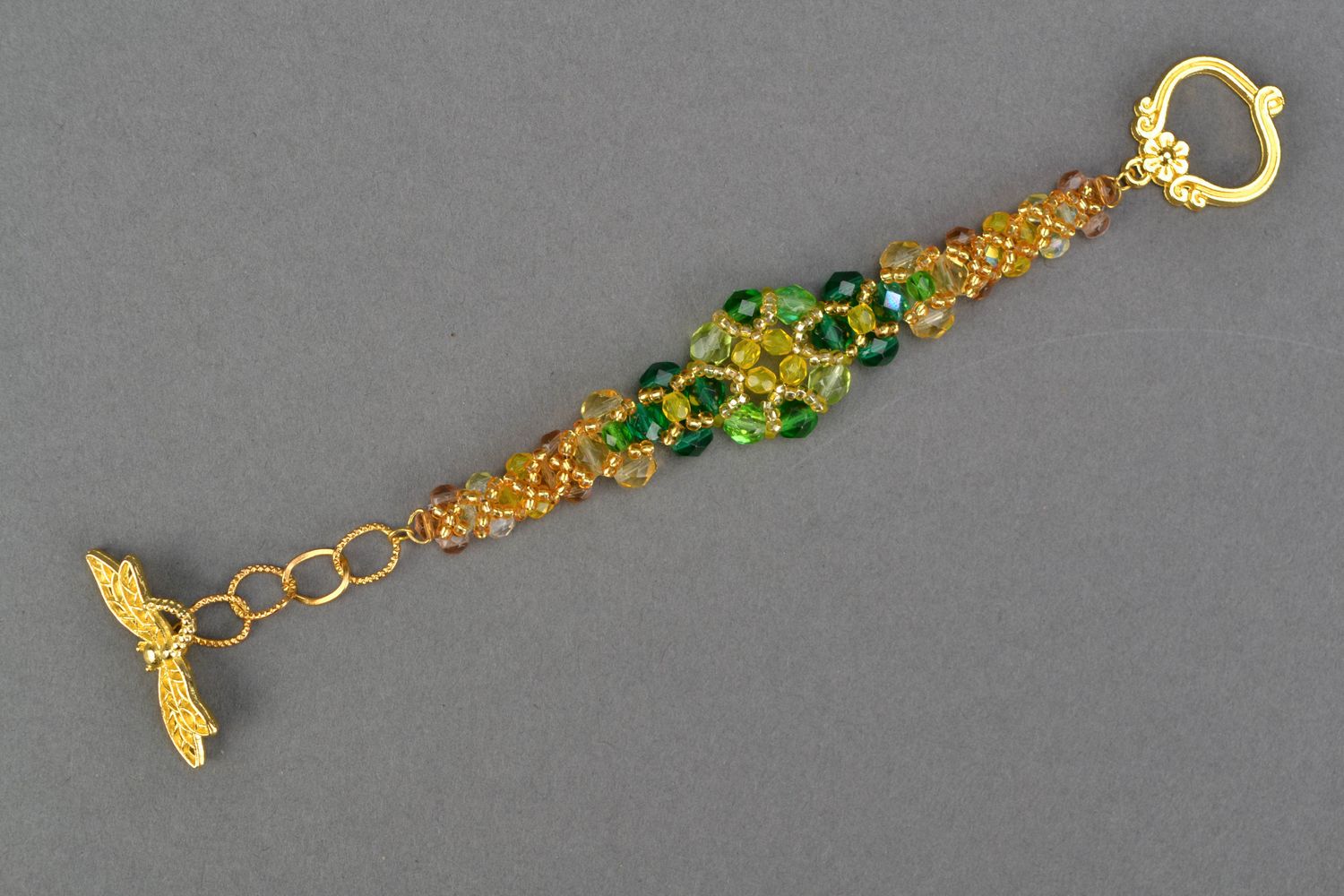 Beaded wrist bracelet with crystal Spring photo 3