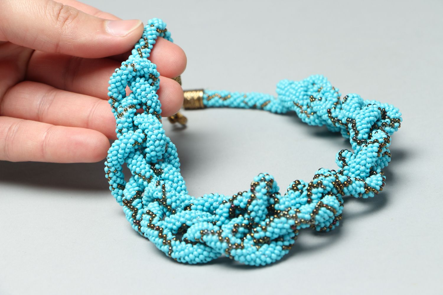 Handmade crochet beaded necklace photo 4