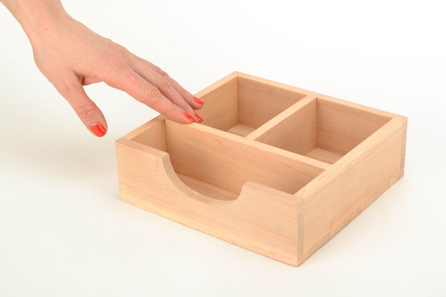 Boîte compartimentée en bois ouverte à décorer pour serviettage faite main photo 1