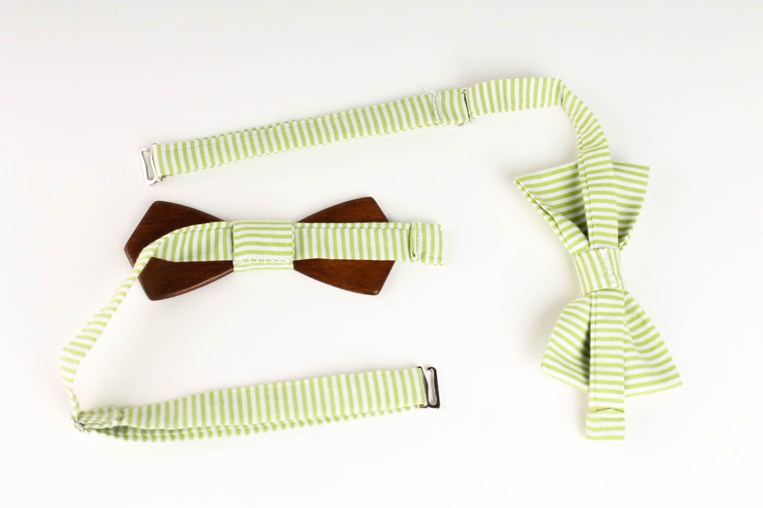 Handmade unisex bow ties 2 pieces handmade textile bow tie wooden bow tie photo 2