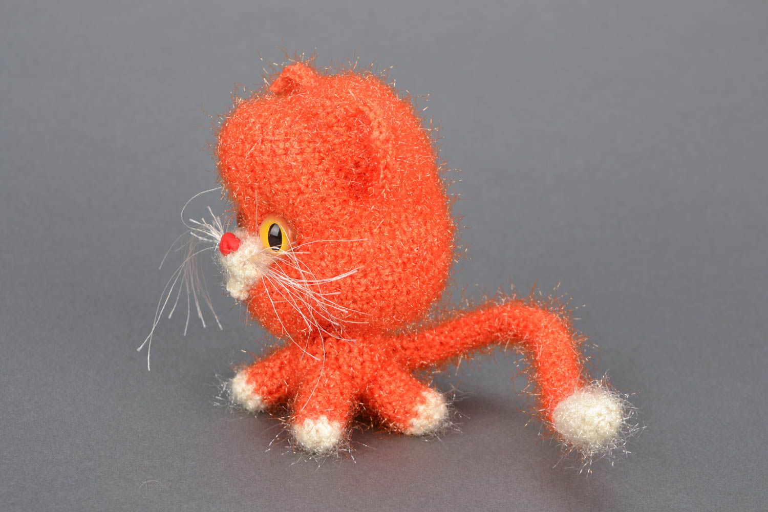Peluche tricotée à la main Chat à grosse tête photo 4