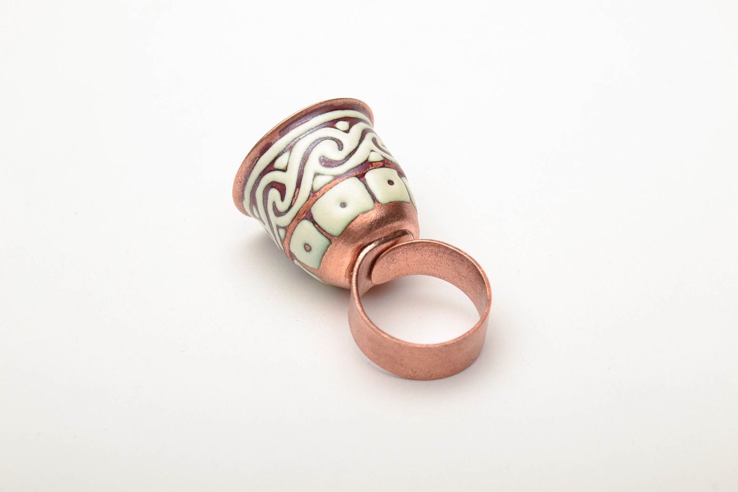 Massive painted copper seal ring photo 3