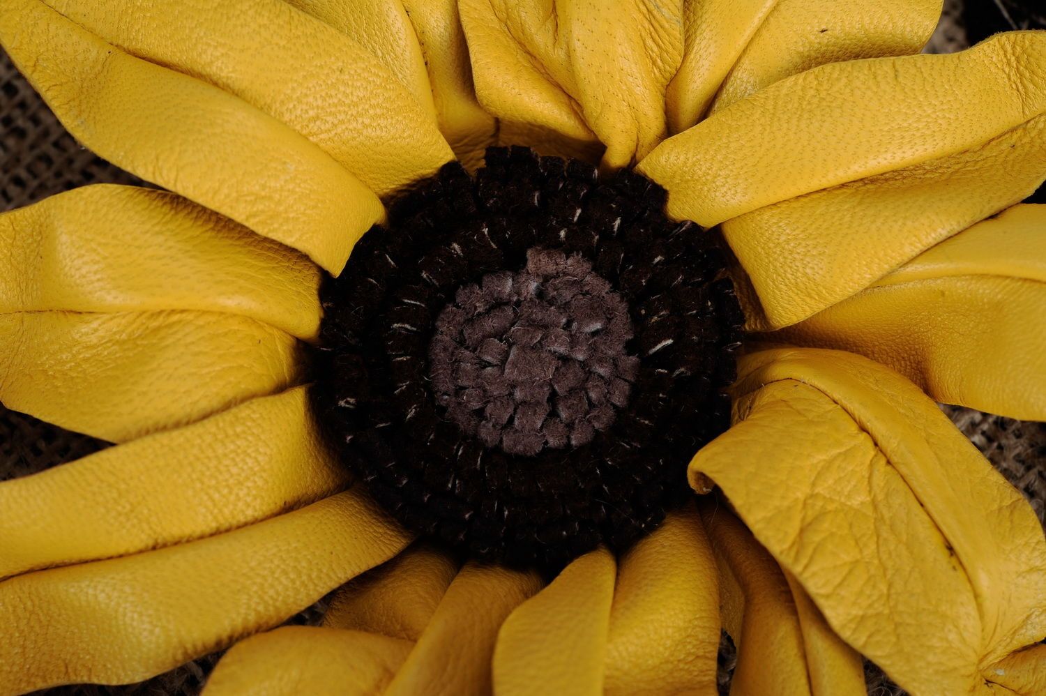 Rundes Wandbild aus Leder Sonnenblumen  foto 4