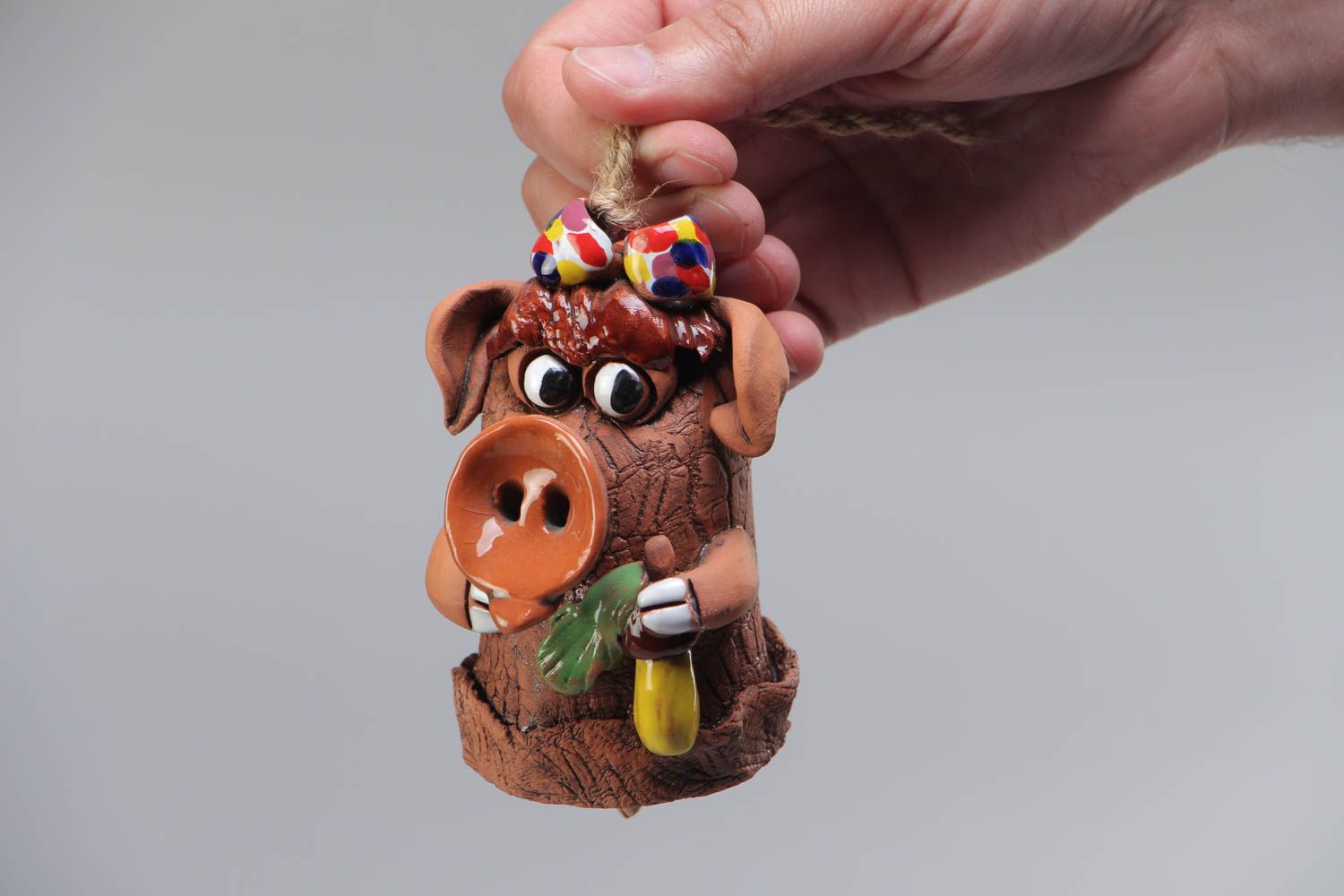 Künstler Interieur Anhänger Glocke in Form vom Schwein handmade für Haus Dekor foto 5