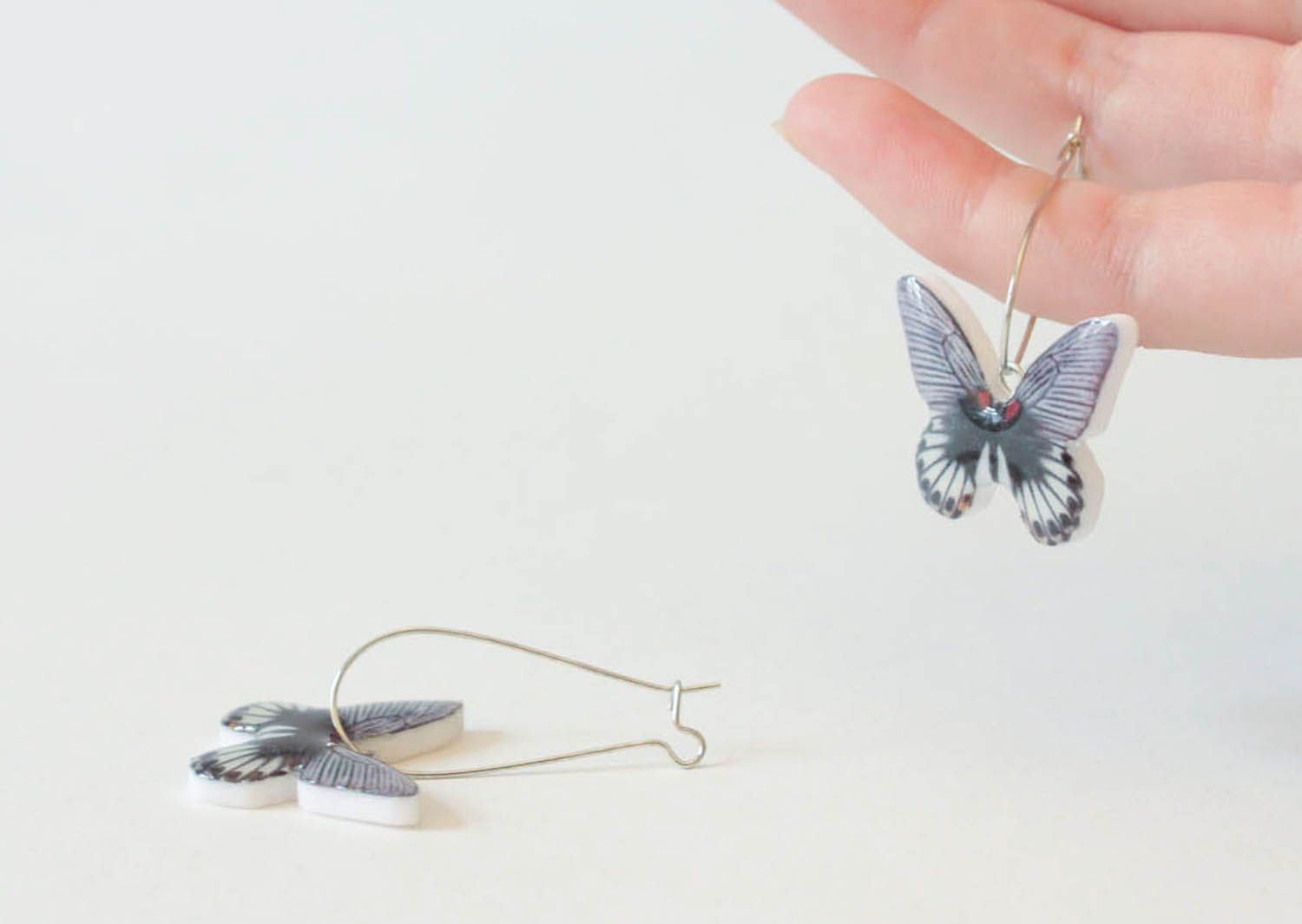 Polymer clay butterfly earrings photo 5