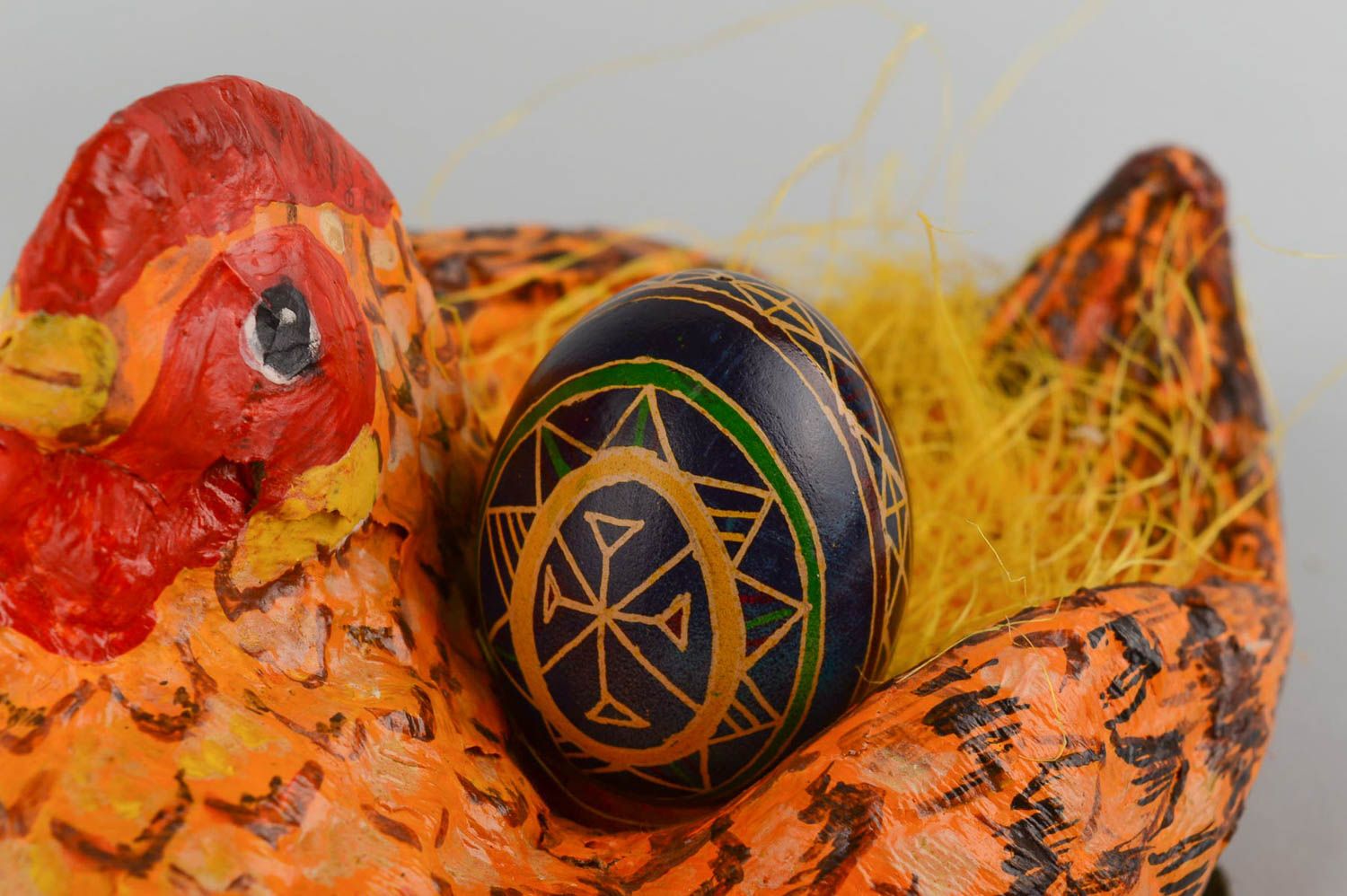 Handmade decorative Easter egg beautiful painted egg stylish Easter decor photo 1
