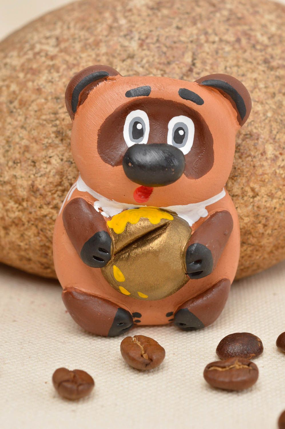 Magnet ours en céramique brun amusant fait main original pour réfrigérateur photo 1
