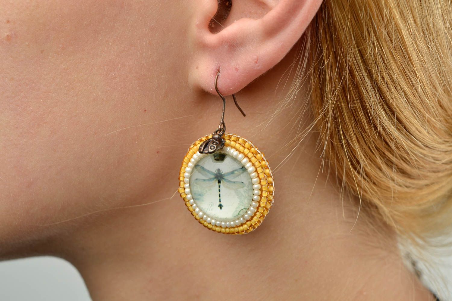 Handgemachter Leder Schmuck runde schöne Ohrringe eleganter Juwelier Modeschmuck foto 1