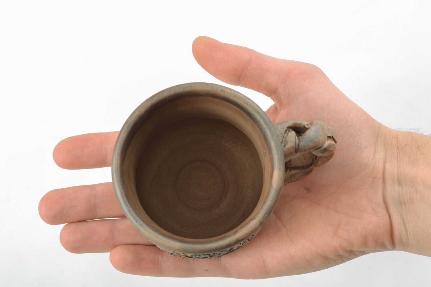 Ceramic cup custom with a handle made of lead-free clay for morning coffee 0,47 lb photo 4
