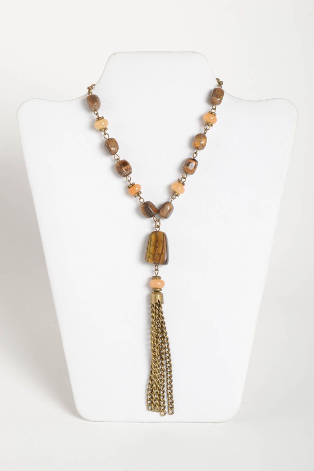 Collar de moda hecho a mano regalo original collar de piedras naturales marrón foto 2