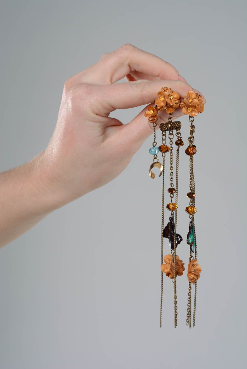 Long cuff earrings with charms Flight of the Stranger photo 4