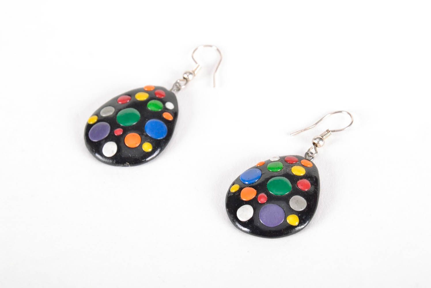 Long pendant-earrings made of polymer clay photo 1