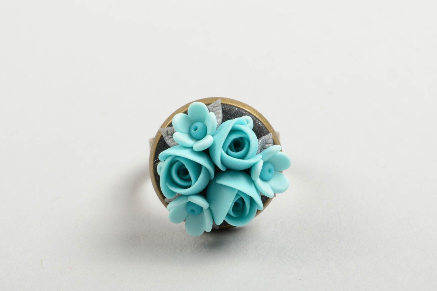 Handmade ring polymer clay jewelry ring with flowers polymer clay products  photo 2