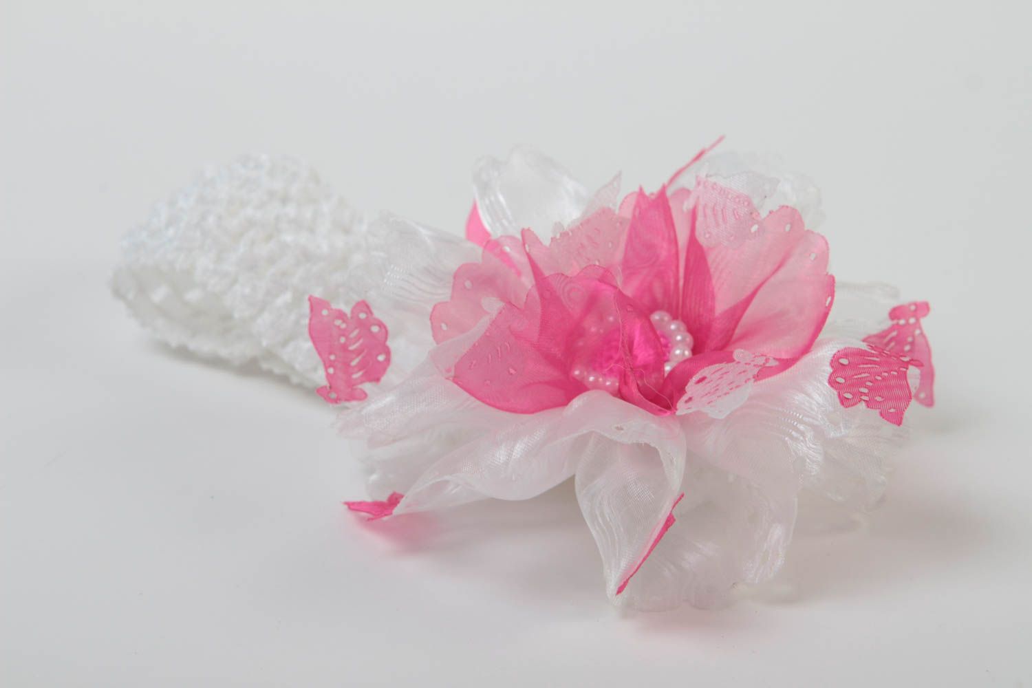 Gentle handmade textile flower headband flowers in hair gifts for her photo 3