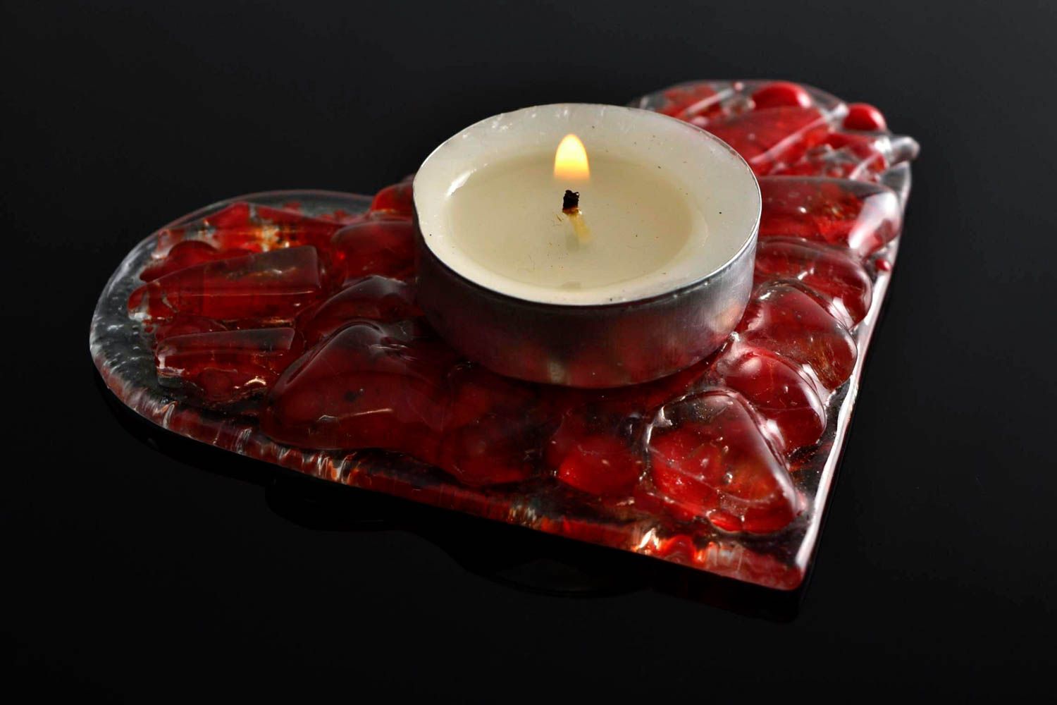 Deko Teelichthalter handgemacht Glas Teelichthalter Tisch Kerzenständer Herz foto 1