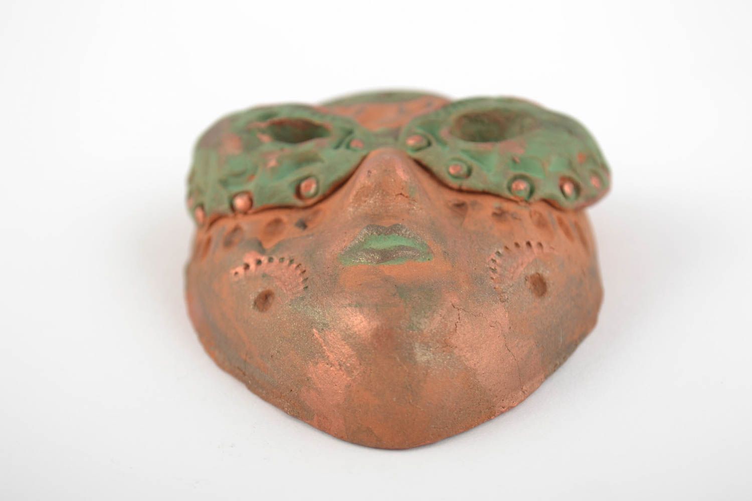 Maschera di carnevale fatta a mano in ceramica decorazione da parete dipinta foto 4