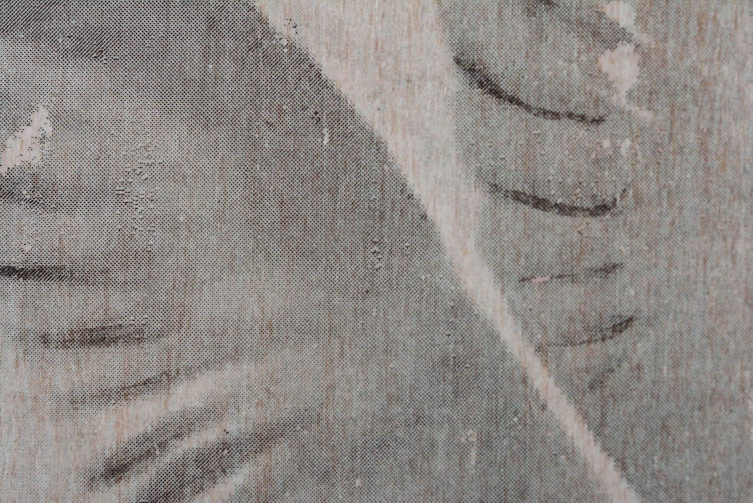Planche à découper en bois en serviettage avec image d'oiseau faite main grise photo 3