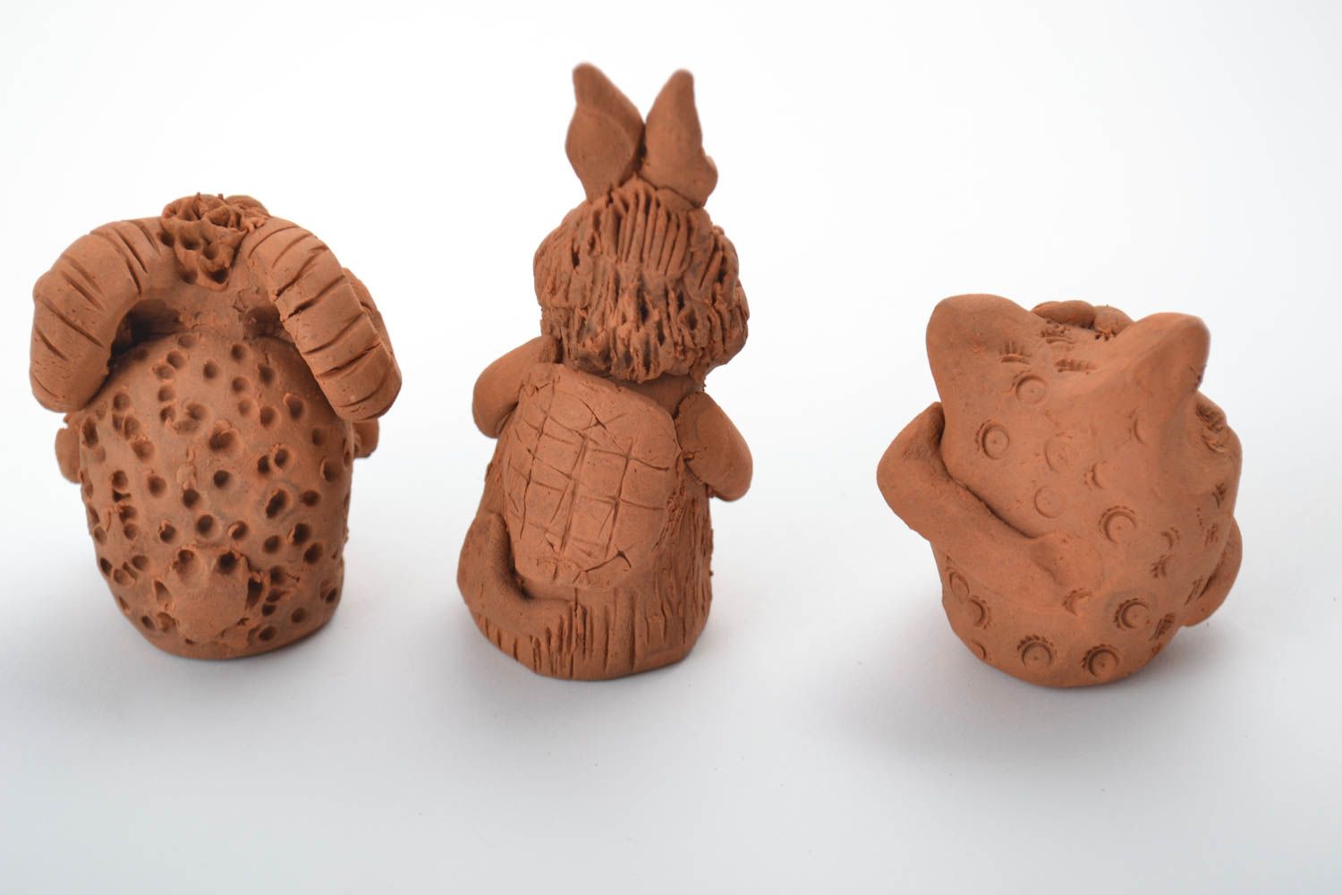 Handmade Dekofigur Tier Set Keramik Deko Figur aus Ton wunderschön braun foto 2