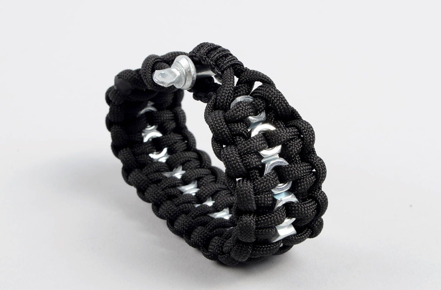 Handmade Paracord Armband Accessoire für Männer Survival Armband schwarz breit foto 4