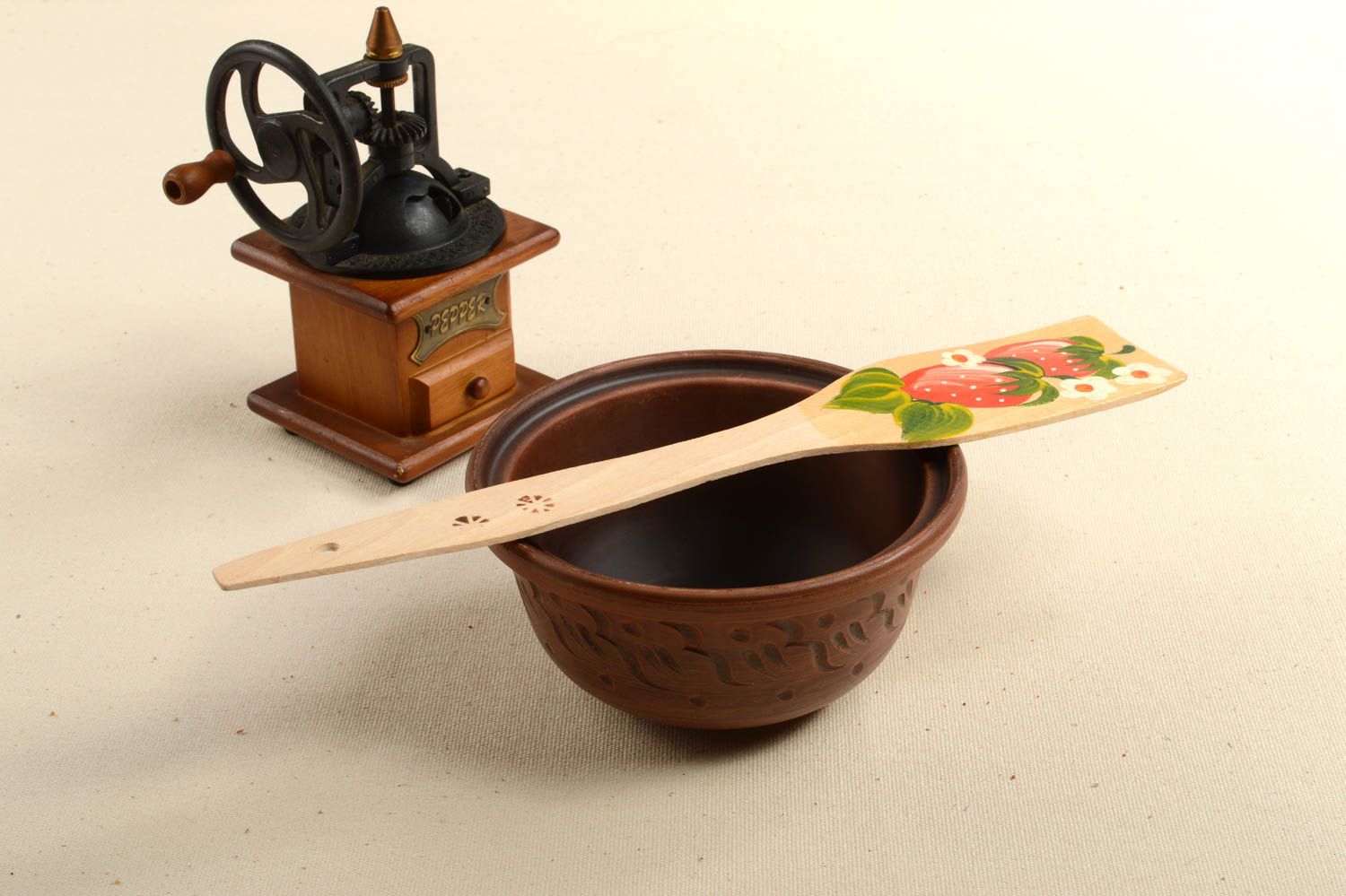 Cuchara espátula de madera hecha a mano utensilio de cocina regalo original foto 1