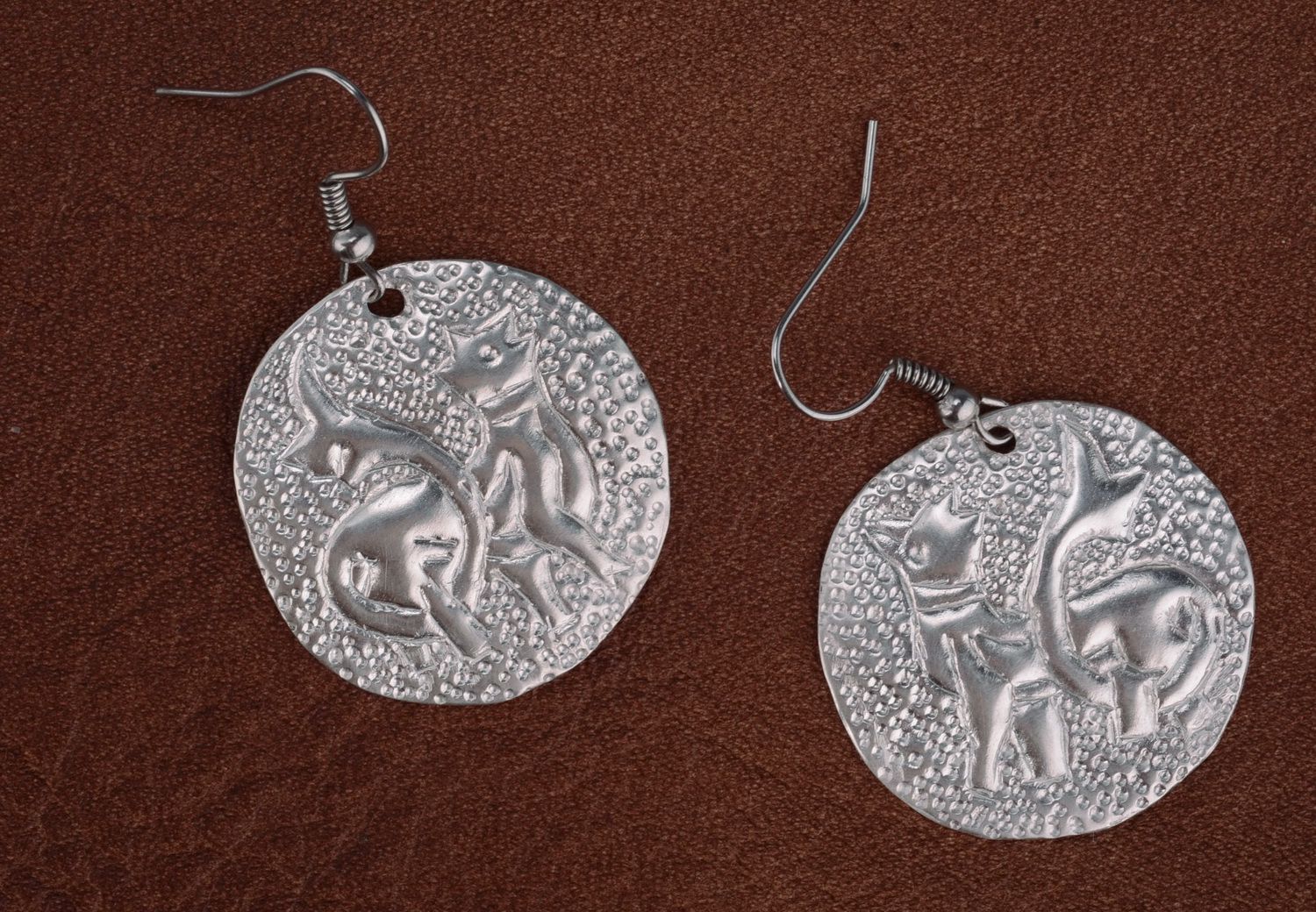 Metal earrings Simargles with silvering photo 3