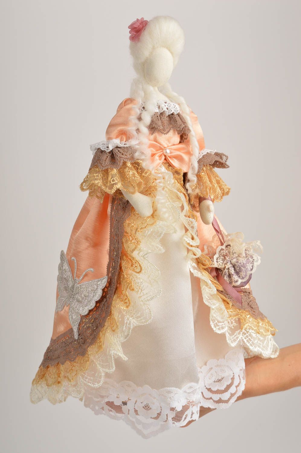 Stylish handmade rag doll collectible dolls nursery design decorative use only photo 2
