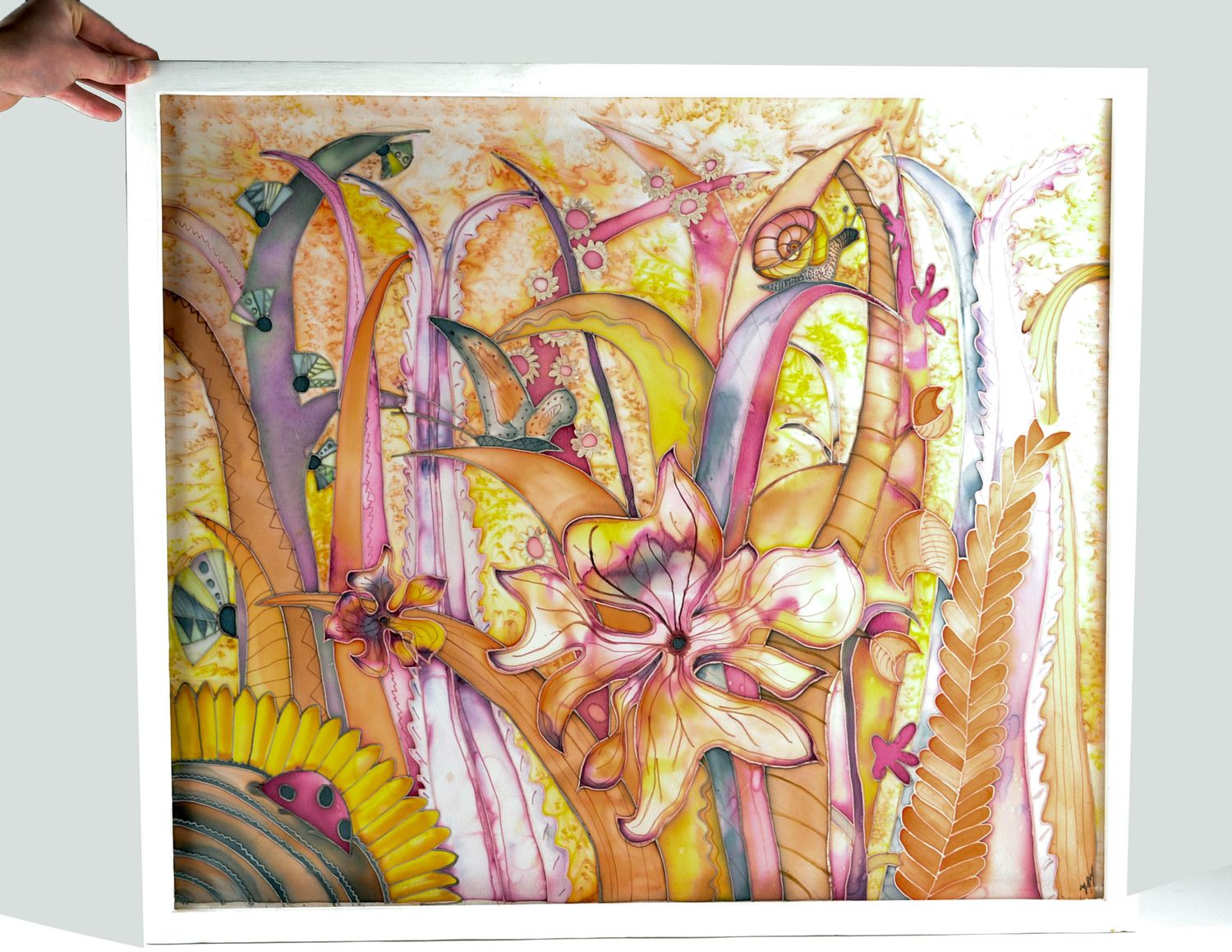 Картина в технике батик ручной работы Летний сад фото 1