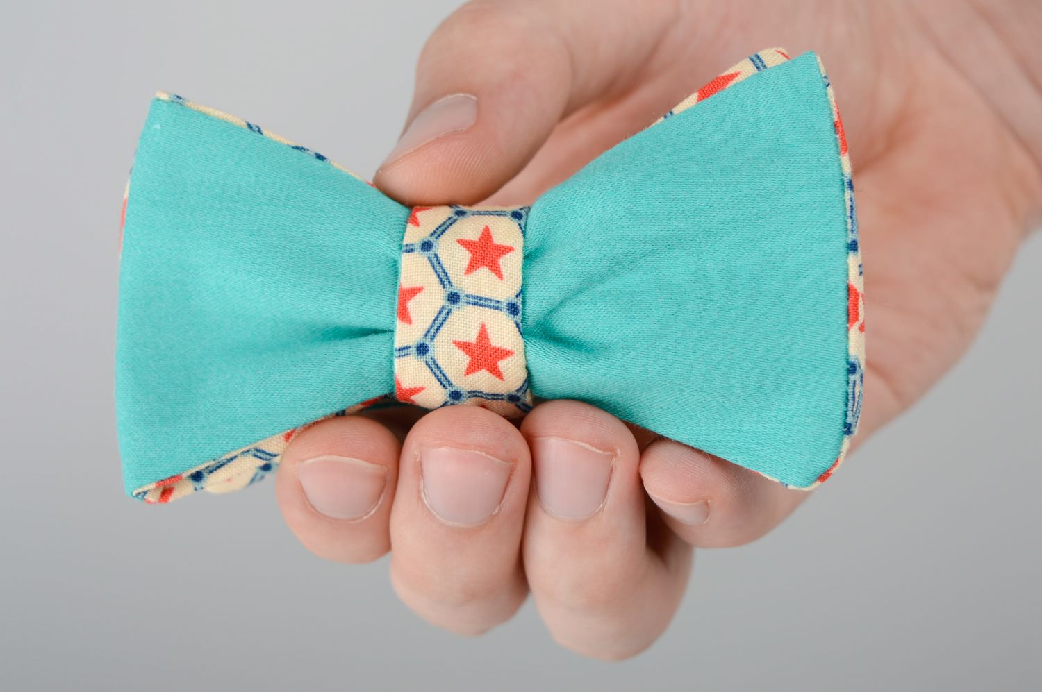 Blue suit bow tie with print inserts photo 4