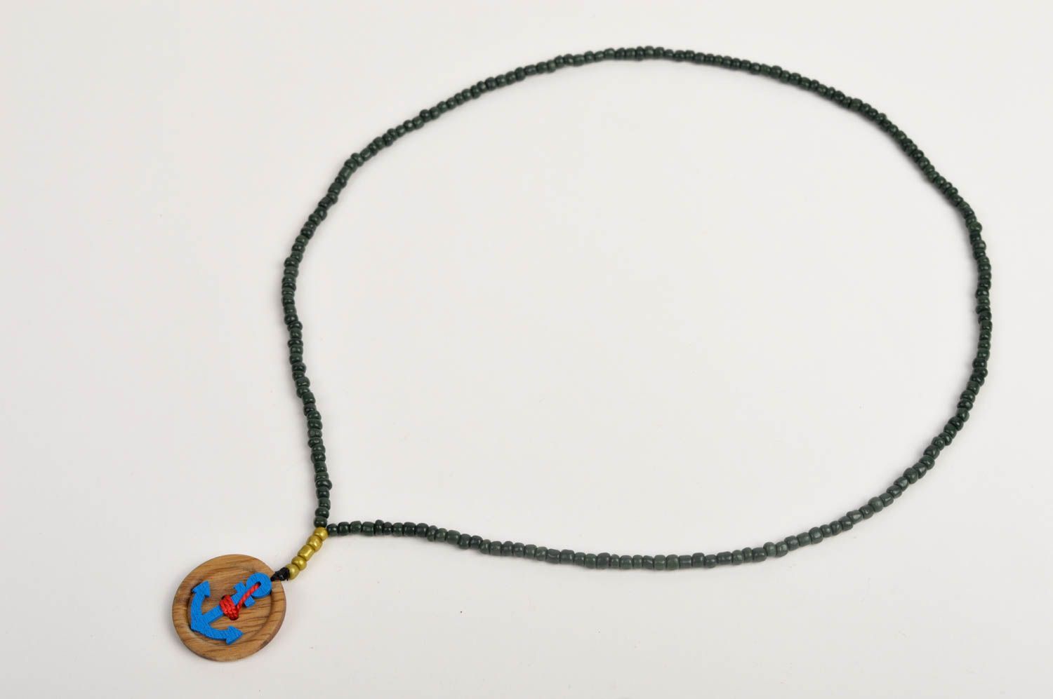 Handmade elegant wooden pendant stylish beaded pendant cute accessory gift photo 3