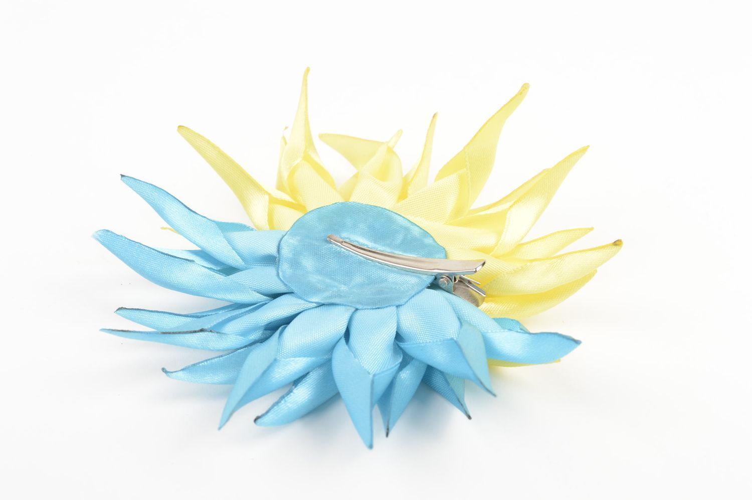 Handmade Kinder Haarspange festlicher Haarschmuck Haarspange Blume gelb blau foto 4